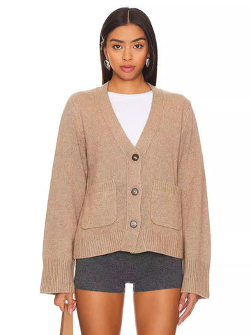Woochic pull cardigan col en v décontracté à manches longues kaqi S